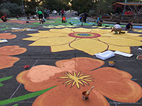 street mural giant poppies and sunflower